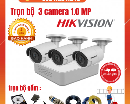 trọn bộ 3 camera hikvision